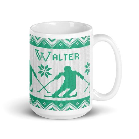 Nordic Skier Personalized Knitting Mug